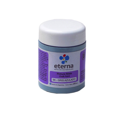 ETERNA- PINTURA MATE CHALK / TIZA X 100 ML 94 GRIS AZULADO ETERNA- PINTURA MATE CHALK / TIZA X 100 ML 94 GRIS AZULADO