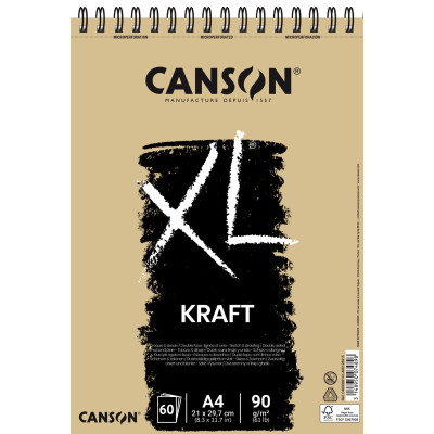 CANSON- BLOCK XL KRAFT 90 GR 60 H A4 BRUN (39141)