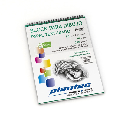 PLANTEC- BLOCK PLANTEC P/ DIBUJO ANILLADO A3 X 40HJS. 210GMS TEXTURADO PLANTEC- BLOCK PLANTEC P/ DIBUJO ANILLADO A3 X 40HJS. 210GMS TEXTURADO