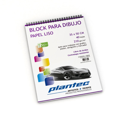 PLANTEC- BLOCK PLANTEC P/ DIBUJO ANILLADO 35 X 50 40 HJS 210 GR LISO