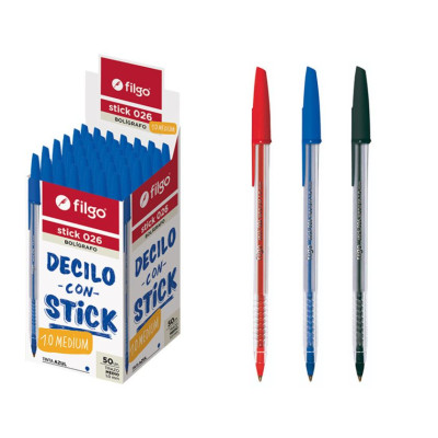 FILGO- BOLIGRAFO STICK 1.0 NEGRO X 50 Unid.