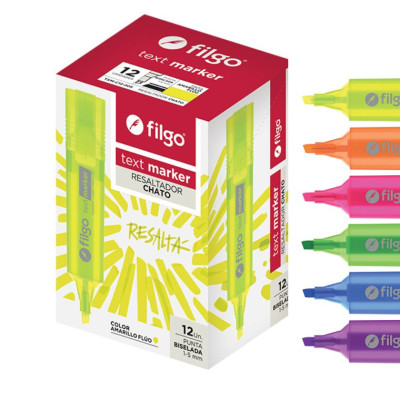 FILGO- RESALTADOR TEXT MARKER  ROSA FLUO X 12