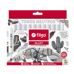 FILGO- MARCADOR ARTISTICO DOBLE PUNTA ALLOY X 12 GRISES