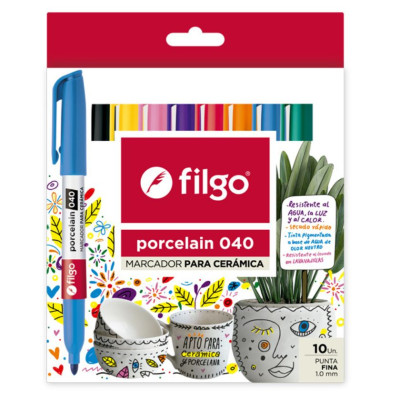 FILGO- MARCADOR P/PORCELANA-CERAMICA PERM  040 P-FINA ESTUC X 10 SURT 