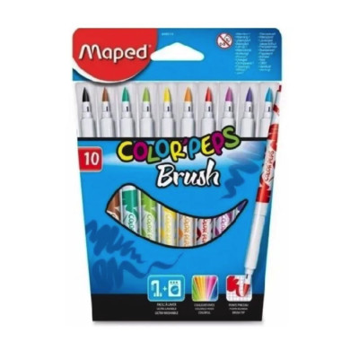 MAPED- MARCADOR COLOR PEPS PUNTA PINCEL x10 SURTIDO LAVABLE MAPED- MARCADOR COLOR PEPS PUNTA PINCEL x10 SURTIDO LAVABLE