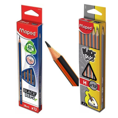 MAPED- LAPIZ GRAFITO ERGONOMICO BLACK PEPS 2B x12 unid. MAPED- LAPIZ GRAFITO ERGONOMICO BLACK PEPS 2B x12 unid.