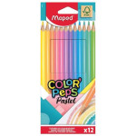 MAPED- LAPICES DE COLORES PEPS PASTEL x12 SURTIDO  LARGOS