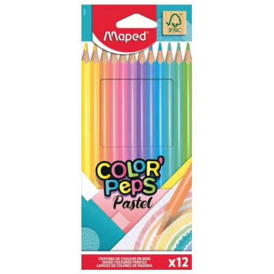 MAPED- LAPICES DE COLORES PEPS PASTEL x12 SURTIDO LARGOS MAPED- LAPICES DE COLORES PEPS PASTEL x12 SURTIDO LARGOS