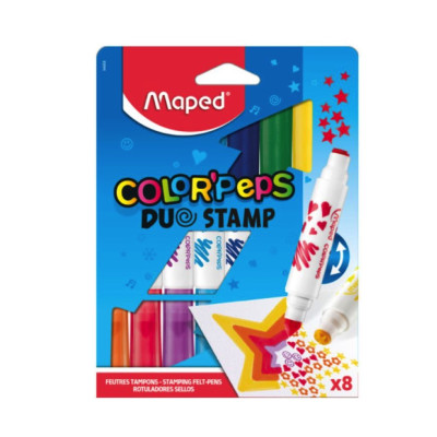 MAPED- MARCADOR COLOR PEPS DUO STAMP x 8unid LAVABLE
