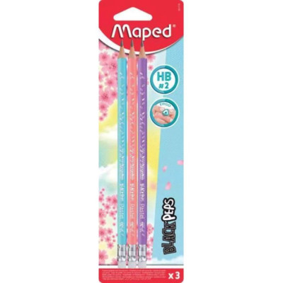 MAPED- LAPIZ GRAFITO ERGONOMICO BLACK PEPS PASTEL HB C/GOMA BL x 3unid MAPED- LAPIZ GRAFITO ERGONOMICO BLACK PEPS PASTEL HB C/GOMA BL x 3unid