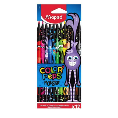 MAPED- LAPICES DE COLORES PEPS MONSTER x 12 SURTIDOS LARGOS MAPED- LAPICES DE COLORES PEPS MONSTER x 12 SURTIDOS LARGOS