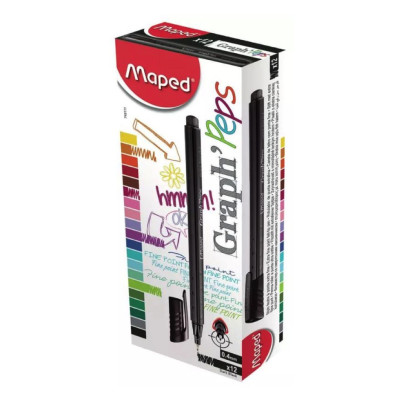MAPED- MICROFIBRA GRAPH PEPS 0.4 MM x 12 NEGRO LAVABLE MAPED- MICROFIBRA GRAPH PEPS 0.4 MM x 12 NEGRO LAVABLE