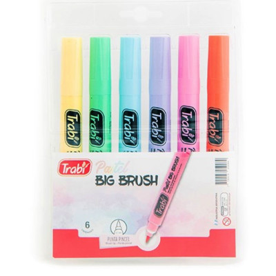 TRABI- MARCADOR ART BRUSH PUNTA PINCEL PASTEL SET X 6 (LETTERING)