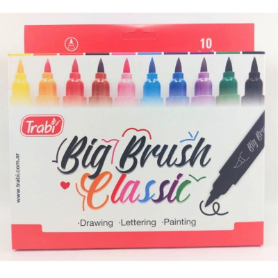 TRABI- MARCADOR BIG BRUSH (GORDO) P. PINCEL CLAS SET X 10 (LETTERING)